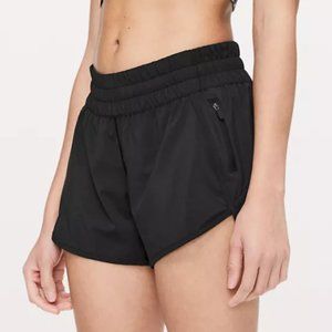 BLACK TRACKER LOW-RISE 4" SHORTS SIZE 12 LADIES LULULEMON